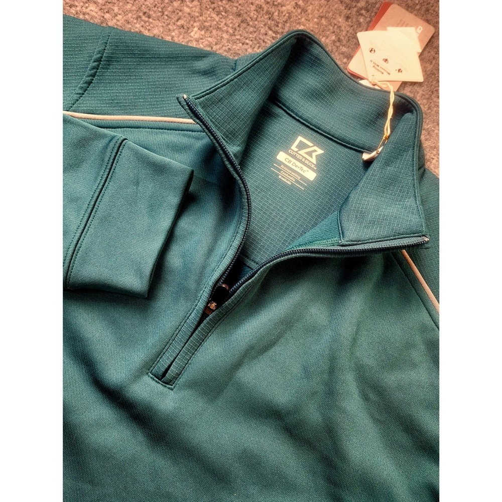 Cutter and Buck Pullover‎ Mens Medium CB WeatherTec Ridge Golf Green 1/2 Zip
